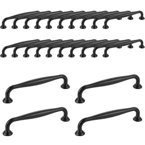 Set di 24 maniglie per mobili da cucina da 128 mm, maniglie per mobili da cucina, maniglie nere per mobili da cucina, armadietti e cassetti