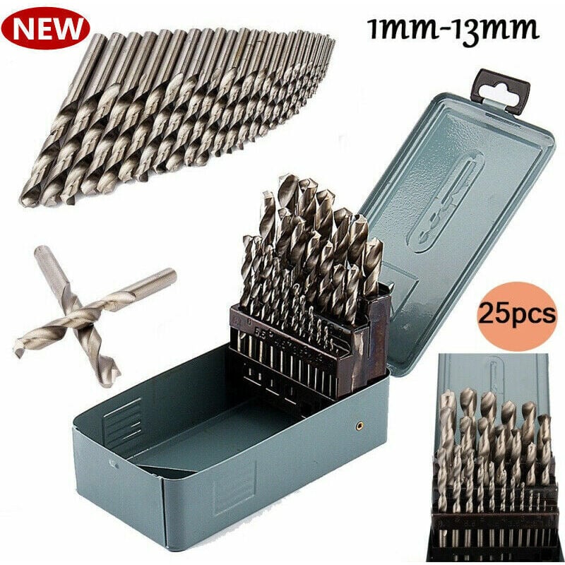 Set di 25 punte elicoidali HSS per trapano
