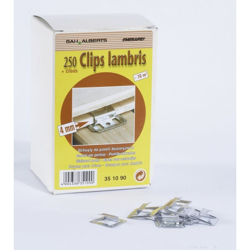 Set di 250 clip + chiodi per boiserie gah Alberts