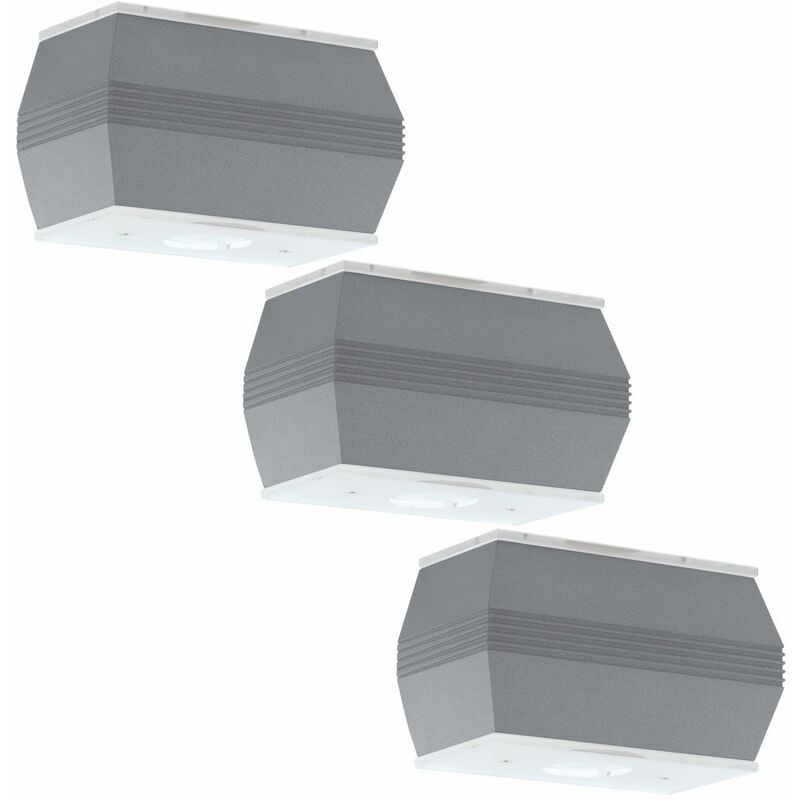Image of Set di 3 lampade da parete a LED da 10 watt in alluminio argento illuminazione per esterni facciate da giardino luci in vetro satinato