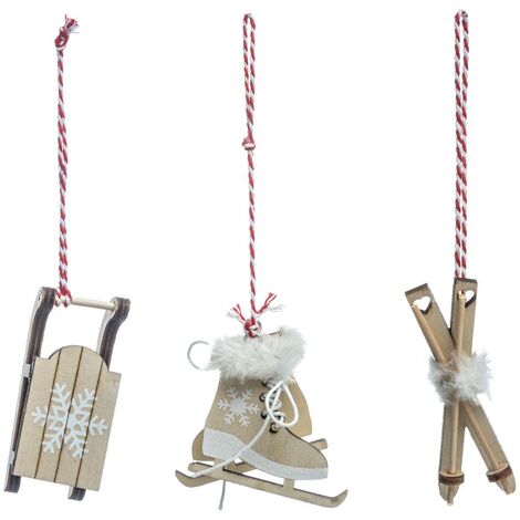 Set di 3 abiti e accessori natalizi in legno rosso - Slitta in legno - Feeric lights & christmas