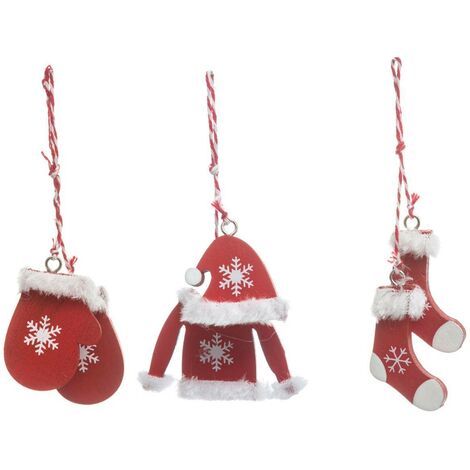 Set di 3 abiti e accessori natalizi in legno rosso - Vestiti di natale rosso - Feeric lights & christmas