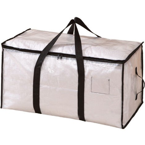 Set di 3 borse portaoggetti trasparenti per abiti da 72 litri - Scatola portaoggetti sotto il letto/armadio, copertura per trapunta, organizer per armadio, pieghevole con cerniera e manici