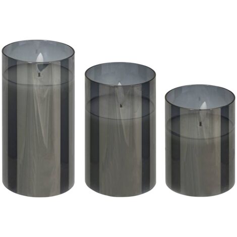 Set di 3 candele sena led nere h10 12 15cm - Atmosphera créateur d'intérieur