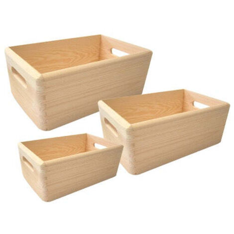 SET DI 3 CASSETTE PORTATUTTO ALBERIAMO IN LEGNO DI ABETE