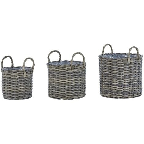 Set 2pz fioriere da esterno autoirriganti letto rattan marrone OUTSUNNY