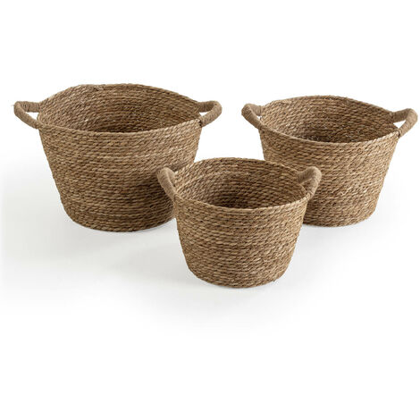 Set di 3 cestini Icia in fibra naturale con manici