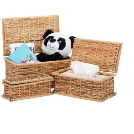 Set di 3 cestini in rattan