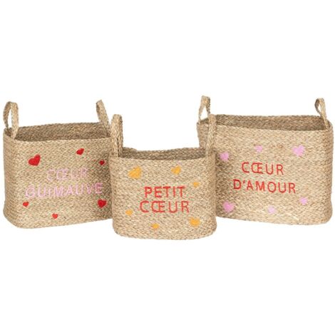 Set di 3 cestini neree a forma di cuore per bambini l28 33 38cm - Atmosphera créateur d'intérieur