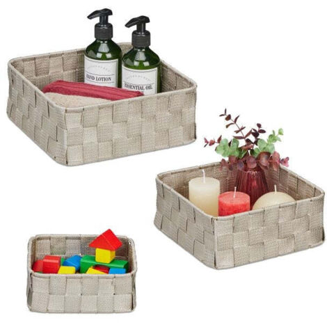 Set di 3 cestini portaoggetti grigi