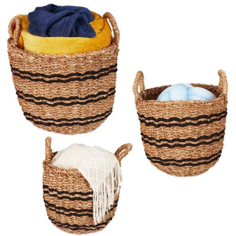 set di 3 cestini portaoggetti realizzati in alghe marine