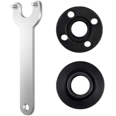 Set di 3 chiavi angolari da 125 mm per smerigliatrice, comprensive di chiavi angolari con flangia, chiavi universali e compatibili con smerigliatrici angolari da 125 mm.