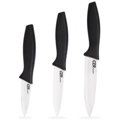 Set di 3 coltelli in ceramica con manici ergonomici antiscivolo