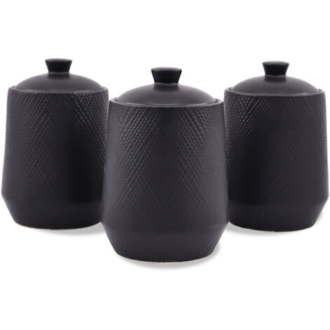 Set di 3 contenitori in ceramica per caffè, tè e zucchero MAESTRO NERO MR-20001-03CS