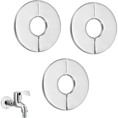 Set di 3 coprifori autoadesivi in acciaio inox per valvole, adatti per tubi di rosette miscelatori doccia, coperture per tubi, coperture per fori a muro, ecc.