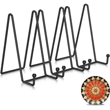 Set di 3 eleganti supporti decorativi in ferro battuto nero, adatti per piatti e cornici portafoto - alti 15 cm, ideali per arredare l'ufficio ed esporre opere d'arte.