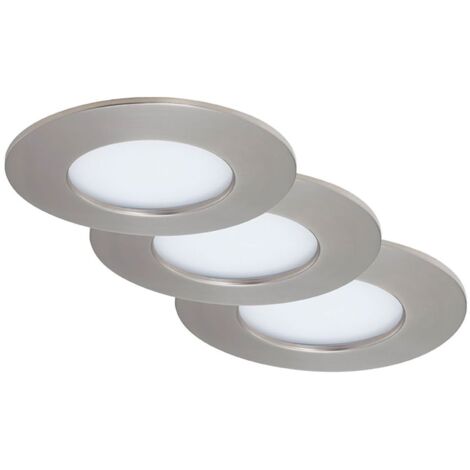 Set di 3 faretti da incasso a LED 4,9W argento 4000K plastica Ø8,5cm IP44 Briloner