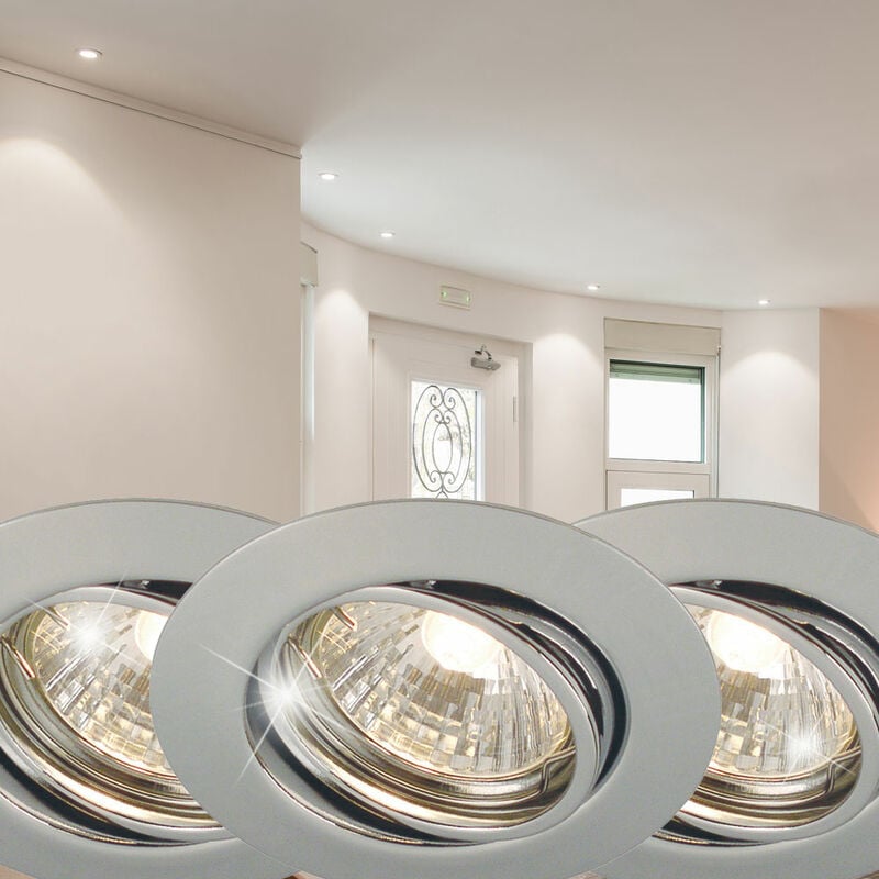 Image of Set di 3 faretti da incasso a soffitto faretti soggiorno lavoro lampade cromate mobili