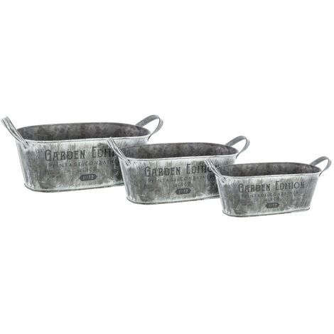 Set di 3 fioriere in metallo grigio - Atmosphera créateur d'intérieur