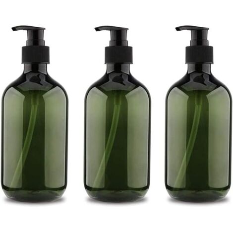 Set di 3 flaconi con dosatore a pompa da 500 ml, ricaricabili e vuoti, ideali per cucina e bagno.