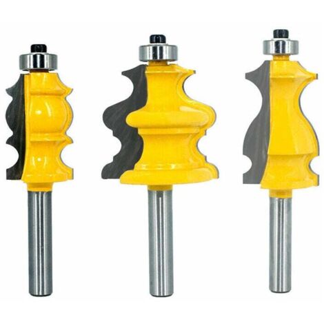 Set di 3 frese per modanature architettoniche, 8 mm