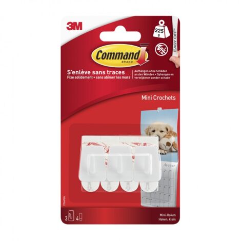 Set di 3 ganci adesivi Taglia s, COMMAND, bianco 0,225 kg COMMAND
