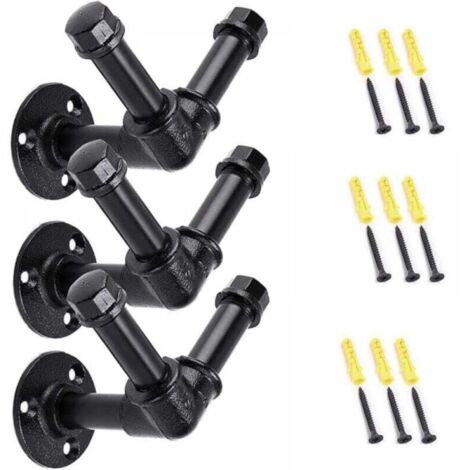 Set di 3 ganci appendiabiti industriali resistenti - Montaggio a parete - Stile vintage (tipo V)
