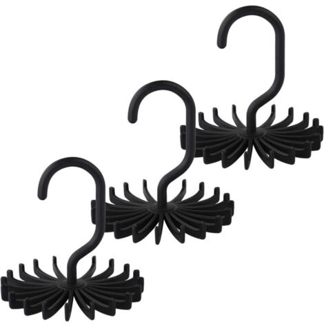 Set di 3 ganci per cravatte per guardaroba, organizer per guardaroba, ganci per cravatte, porta fascia per capelli, nero
