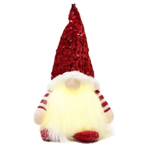 Set di 3 gnomi natalizi in peluche con glitter e luci, 30 cm, realizzati a mano con cappelli glitterati, decorazione da elfo natalizio, regalo del Ringraziamento, decorazione per la tavola di Natale