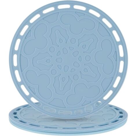 Set di 3 grandi sottobicchieri rotondi e presine in silicone, blu