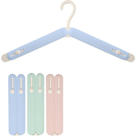 Set di 3 grucce pieghevoli in plastica con lunghezza regolabile, compatte, portatili e salvaspazio, con borsa portaoggetti e mini borsa portaoggetti inclusa