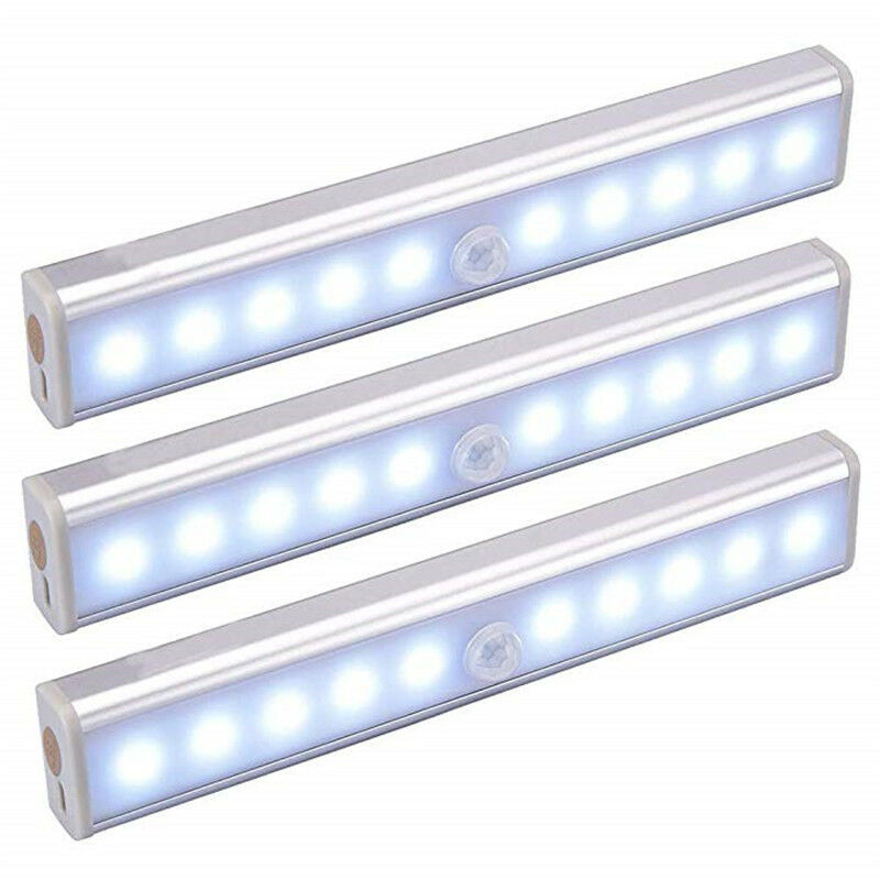 Juego de 3 lámparas LED, recargables por USB, magnéticas, sensor de movimiento, portátiles. Luz de armario, lámpara de mano de emergencia, luz