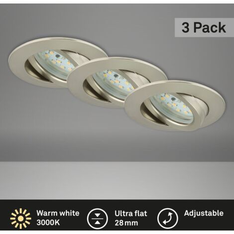 Set di 3 lampade da incasso a LED orientabili 3000K 4,8W nichel opaco Ø8,2cm Briloner