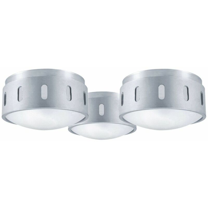 Image of Etc-shop - Set di 3 plafoniere di design lampade rotonde in alluminio vetro bianco satinato