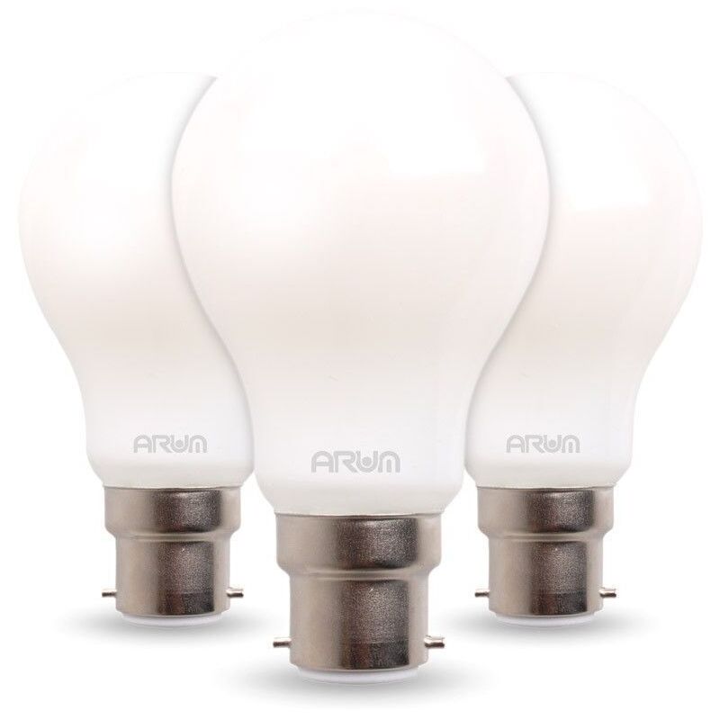 Image of Arum Lighting - Set di 3 lampadine a led 7W Eq 60W Standard satinato B22 Température de Couleur: Blanc chaud 2700K