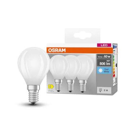 Set di 3 Lampadine LED Osram Base Retro Matt CLP forma classica mini sfera 6W E14 840