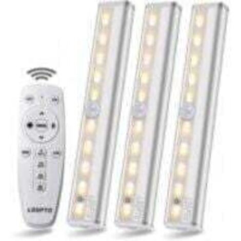 Set di 3 luci LED wireless con telecomando per camere da letto, armadi e vetrine, non richiedono cablaggio.