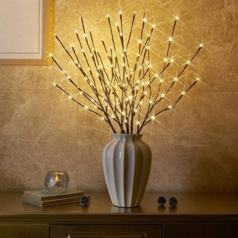 Set di 3 luci per albero di Natale, per interni ed esterni, 60 LED, impermeabili, luce bianca calda, 76 cm, con alimentatore, per decorare i rami dell'albero, per Natale, Pasqua e Halloween.