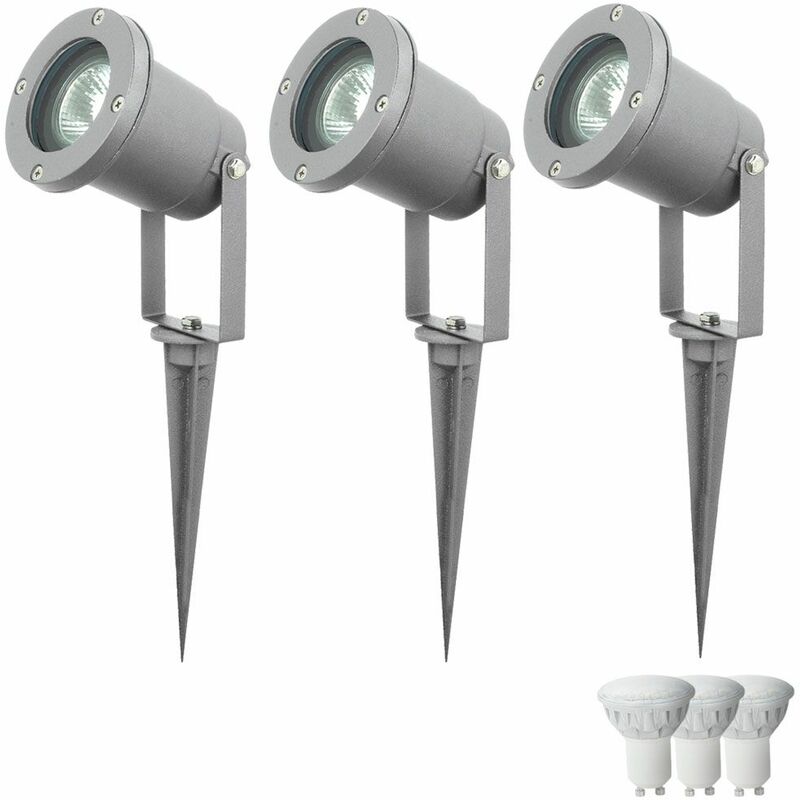 Image of Set di 3 luci plug-in per esterni, picchetto, lampada mobile in un set, incluse lampade a led