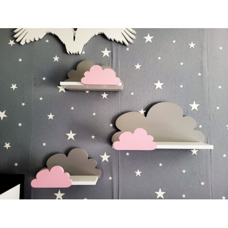 Set di 3 mensole Cloud FANTASY EXTRA - Grigio galassia e rosa