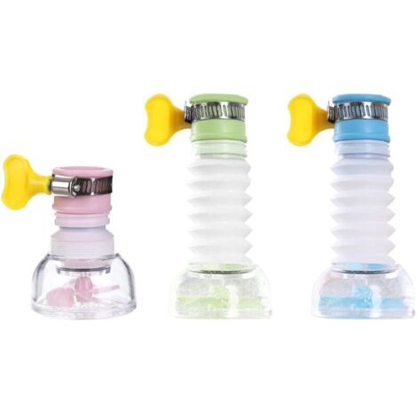 Set di 3 mini filtri per rubinetto, filtro retrattile per rubinetto, filtro pieghevole per rubinetto da cucina, filtro rotondo a carbone attivo per lavello, bagno e casa (3 colori)
