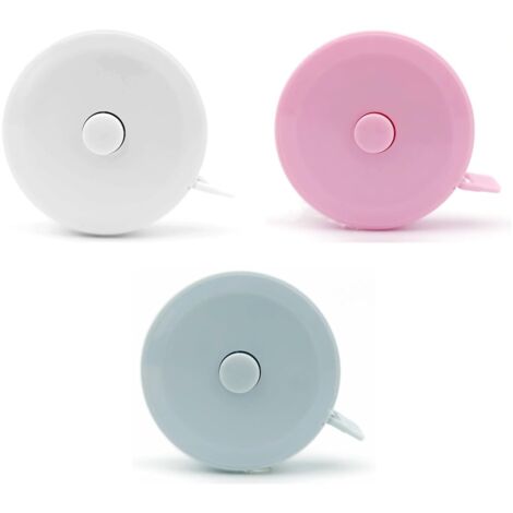 Set di 3 mini metri a nastro per misurazioni corporee - Metro a nastro retrattile - Abbigliamento carino e portatile - Blu, rosa, bianco - Ideale