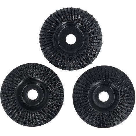 Set di 3 mole abrasive in legno nero, diametro 100 mm, spessore interno 16 mm, disco per intaglio piatto e obliquo.