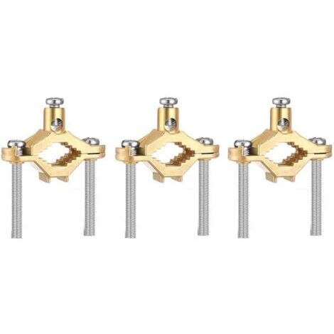 Set di 3 morsetti di messa a terra in lega di rame per un collegamento sicuro - Installazione rapida con vite - Adatti per barre di rame - Supportano cavi da 10 a 2 mm² - Garantiscono una connessione 