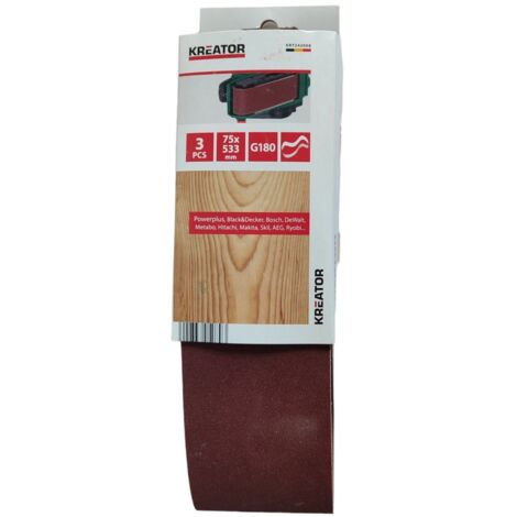 Set di 3 nastri abrasivi - grana 180 - 75 x 533 mm Kreator