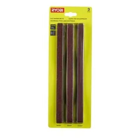 Set di 3 nastri abrasivi RYOBI 13 x 457 mm per levigatrice a nastro - grana 60 - 80 - 120 - RAKPFB03