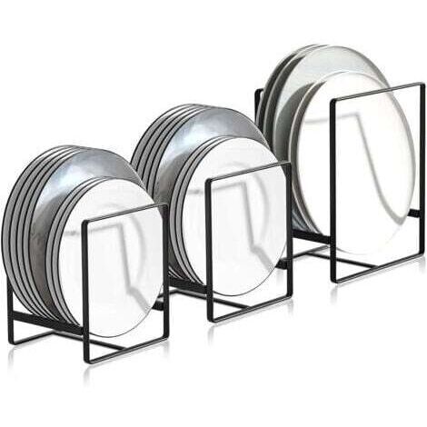 Set di 3 organizer per coperchi di pentole, griglie di scolo multifunzionali in metallo, per pensili da cucina, vassoi portaoggetti, piatti e coperchi di pentole.