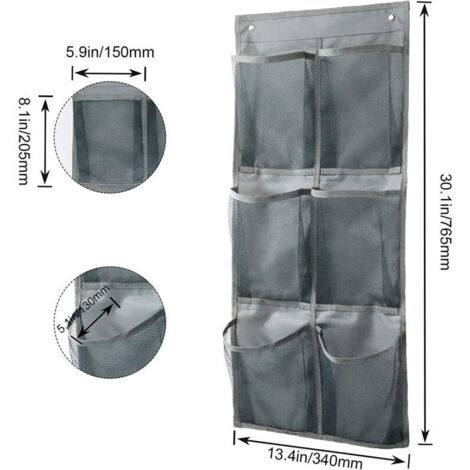 Set di 3 organizer per scarpe con ganci, pieghevoli, in tessuto, per armadi e porte strette, organizer per scarpe, grigio