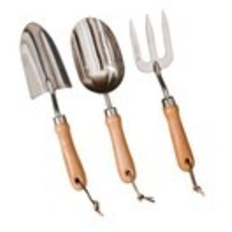 Set di 3 pale da giardino con manici in legno e attrezzi da giardino in acciaio inossidabile per diserbare