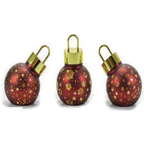 Set di 3 Palline di Natale in Vetro Soffiato con Luci Calde rosso oro verde  Idea Regalo natalizia decorazione addobbo casa hotel ambienti eleganti - colorigenerali: ROSSO